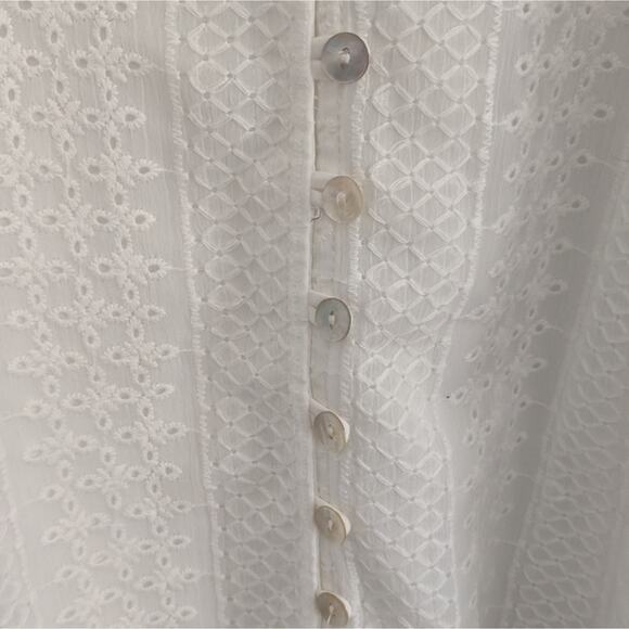 Women's Supply & Demand Daphne White Lace Sleeve Blouse Top Medium Oversized - Picture 5 of 8